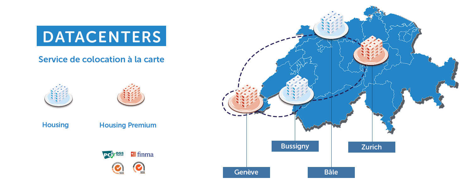 VTX exploite 4 datacenters exclusivement situés en Suisse: Bâle, Zurich, Genève, Bussigny