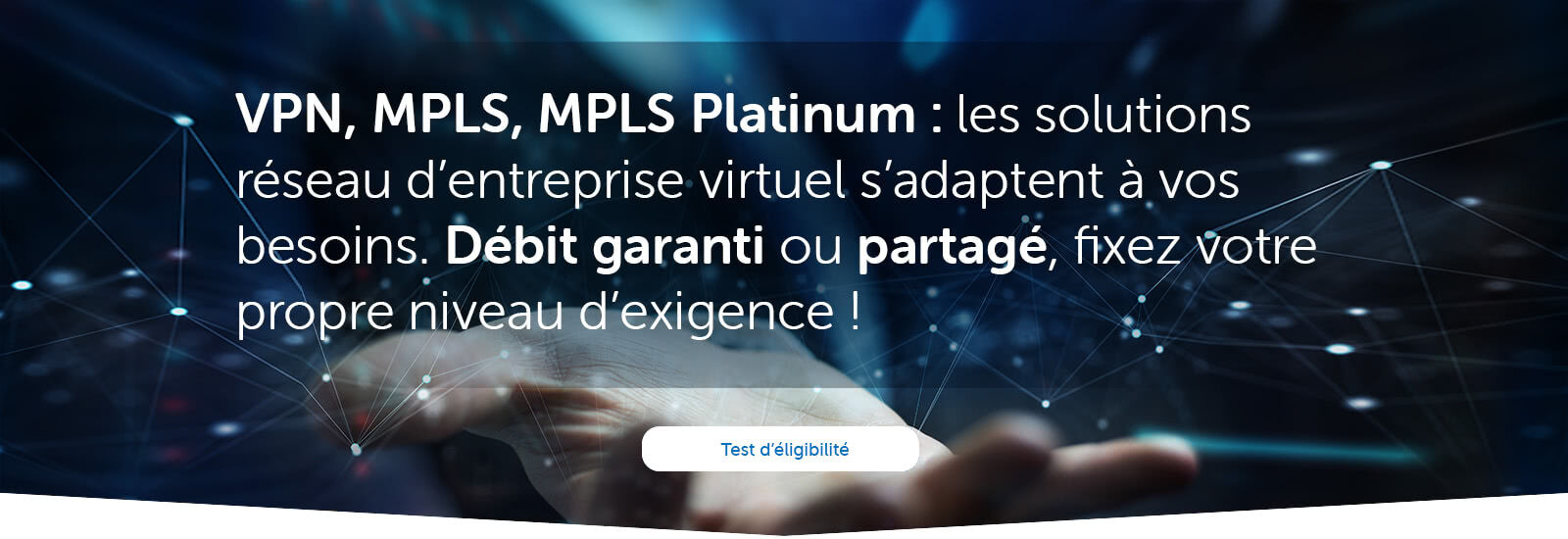 VPN, MPLS, MPLS Platinum : les solutions réseau d’entreprise virtuel s’adaptent à vos besoins. Débit garanti ou partagé, fixez votre propre niveau d’exigence !